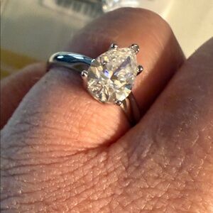 Moissanite Ring with Silver Band